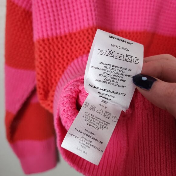 PALACE‎ Open Stripe Knit 'Pink/Orange' SS 2024 NEW WITH TAGS Size XL - Picture 4 of 9